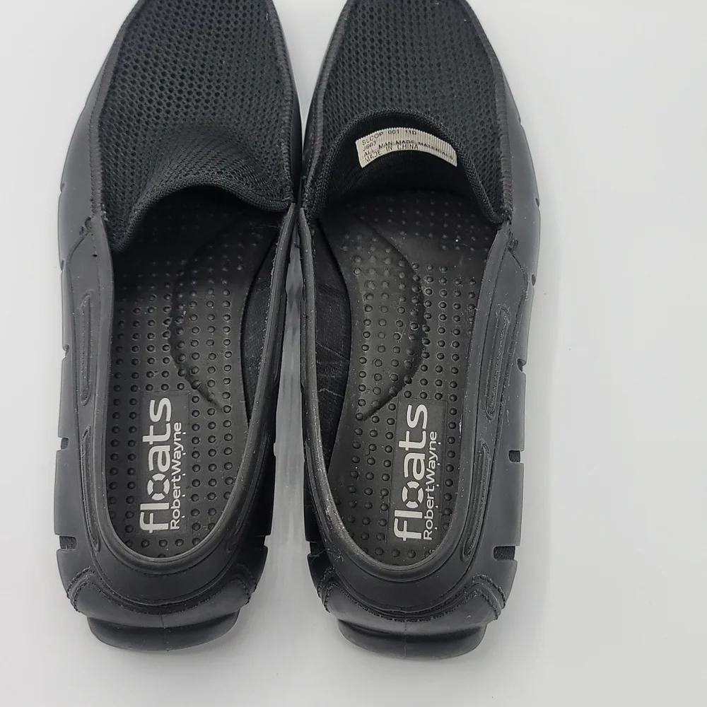 FLOATS BY ROBERT WAYNE SLOOP MESH/RUBBER WATER BOAT LOAFERS BLACK MENS 11D